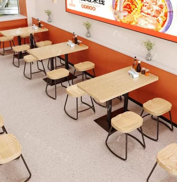 Trending Solid Wood Table and Chair Set for Snack Shops, Noodle Restaurants, and Fast Food Establishments