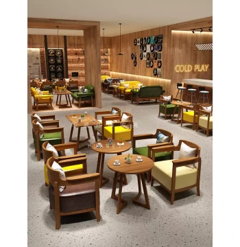 Vintage Cafe Coffee & Milk Tea Shop Lounge Meeting Room Table and Chair Set, Library Reading Room Sofa Table and Chairs