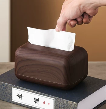 Imitation Walnut Chinese-Style Tissue Box Home High-End Restaurant Vintage Living Room Coffee Table Hotel Homestay Storage Box