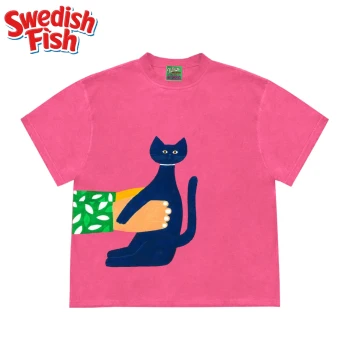 Interesting Soul! Fun Cat Original Design 240g Heavyweight Small Neckline 100% Cotton Short Sleeve T-Shirt