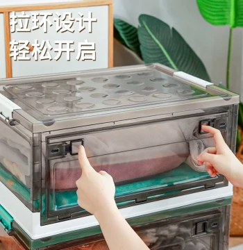 Premium Foldable Storage Box, Large Transparent Side-Opening Bin, Plastic Toy Organizer, Car Trunk Storage Container