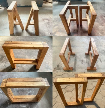 Old Elm Wood Table Legs and Frames - Solid Wood Large Board Stand for Tea Tables, Dining Tables, Office/Computer Desks (Customizable)