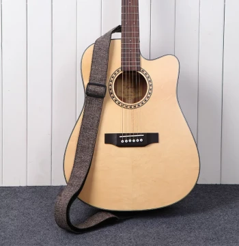Simple Cotton-Linen Folk Guitar Strap - Extra Wide Shoulder Strap for Electric and Acoustic Guitars