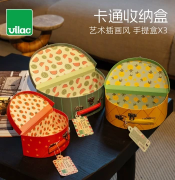 France Vilac Cartoon Storage Box Set (3 Pieces) - High-Aesthetic Organizer for Toys, Ages 3+