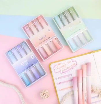 4pcs/Box Highlighter Pen Kawaii Markers Multifunctional Colo