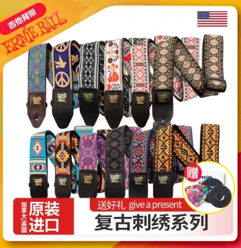 ERNIE BALL Vintage Knit Embroidered Guitar Strap Made in Canada USA for Electric Acoustic Folk Bass Universal Shoulder Strap