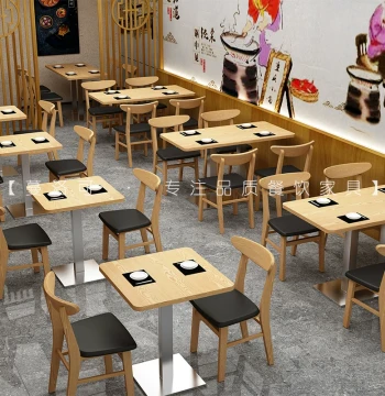 Solid Wood Chinese-Style Dining Table and Chair Set for Sushi Bars, Japanese Restaurants, Noodle Shops, Employee Cafeterias, and Fast Tea Houses - Commercial Restaurant Furniture