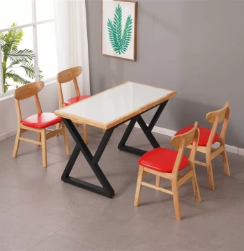 Solid Wood and Sintered Stone Dining Table and Chair Set for Fast Food Snacks, Noodle Shops, Restaurants, Cafes, and Commercial Dining Spaces