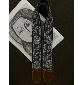 [Original Design] Loudspeaker Tidal Leaf Guitar Strap - Italian Leather Craft with Retro Artistic Style