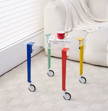 Dopamine-Style Table Leg Brackets for Coffee Tables and Side Tables; DIY Colorful Drill-Free Legs with Wheels for Support