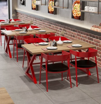 Industrial Style Solid Wood BBQ Table and Chair Set for Western Restaurants, Bubble Tea Shops, Cafes, Bars, and Commercial Booths