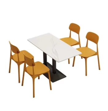 Economic Fast Food Restaurant Table and Chair Set for Commercial Cafes, Burger Shops, Dessert Bars, and Milk Tea Stores with Rock Slab Tables
