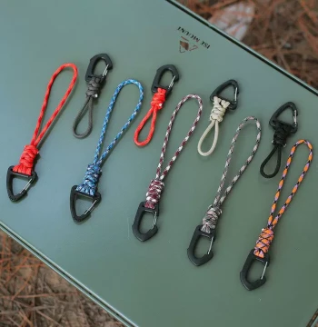 New 7-Core Paracord Key Lanyard Anti-Loss Hook Outdoor Camping Multi-Function Carabiner Triangle Quick-Clip Hook