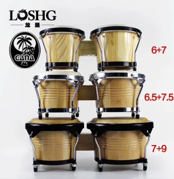 Western Percussion Instruments: GONGO Bongo Drums Made of Ghanaian Cowhide and Solid Wood (6/7/9 inches)