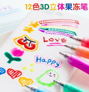 Jiwushe 3D Jelly Gel Pens - Colorful Pop-Up Ballpoint Pens for Students, DIY Crafts, Korean Popcorn & Japanese Planner Decor (1.0mm, Multi-Color)