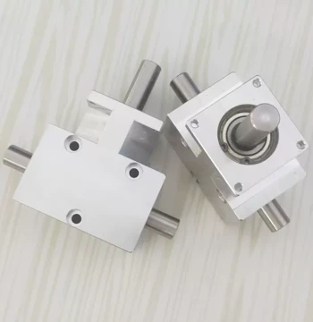 Compact Right-Angle Gearbox 90-Degree 1:1 Spiral Bevel Gear Shaft, 12mm Same-Direction Dual Output Shaft Differential Assembly Gear Box