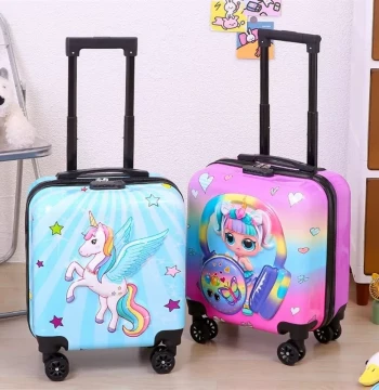 Kids' 18-inch Carry-On Luggage with Cartoon Design and Universal Wheels for Boys and Girls