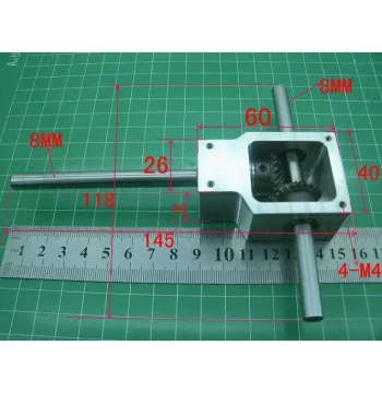 Spiral Bevel Gearbox: Small 1:1 Ratio, Dual 8mm Output Shafts, 90-Degree Right Angle Reducer Assembly