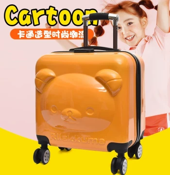 Kids' Suitcase with Trolley Handle, Cartoon Design for Boys and Girls, 360° Spinner Wheels, 18-inch Student Storage Luggage