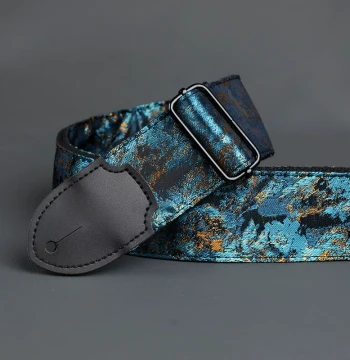 Original Cowhide Head Blue Coral Universal Guitar Strap for Electric Guitar, Electric Bass, and Folk Acoustic Guitar
