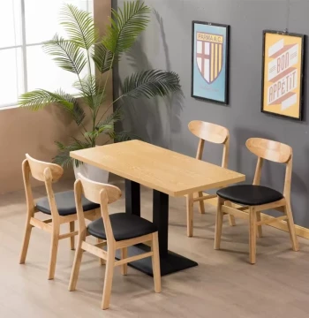 Solid Wood Commercial Dining Chairs: Table and Chair Sets for Noodle Shops, Snack Bars, Bubble Tea, Burger Joints, Spicy Hot Pot, and Breakfast Restaurants