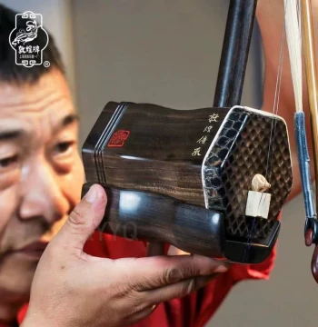Dunhuang Brand Ebony Erhu - Professional Redwood Hexagonal Flat-Rod Huqin for Exams and Performances