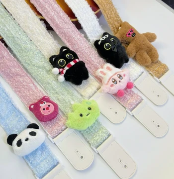 Japanese-Style Cute Plush Doll Guitar Strap for Ukulele, Bass, and Electric Guitars, Personalized Shaggy Design