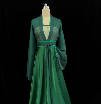 Women's Song Dynasty Hanfu 3-Piece Set with Open-Front Shirt and Pleated Skirt
