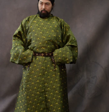 Round-Collar Robe Tang Dynasty Style Floral and Bird Pattern