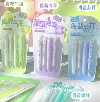 Lepai 2095 Lime Fizz Scented Retractable Gel Pen, Refillable ST Tip, High-Quality Chubby Pen Writing Set