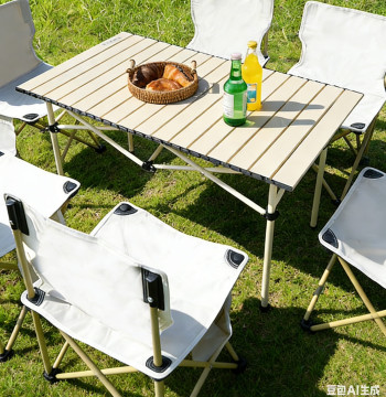 Outdoor Folding Table and Chair Set - Portable Camping Picnic Furniture Combination, Courtyard Leisure Chairs, Lightweight Camping Tables and Chairs