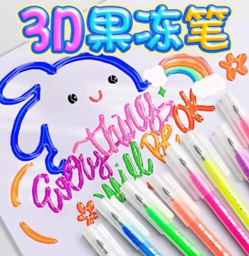 3D Jelly Gel Pen Refill Set - 12 Colors for Kids' Scrapbooking and Graffiti Art