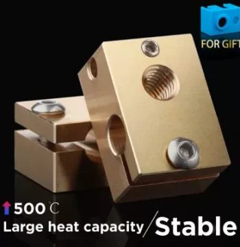 Mellow 3D Printer Accessory E3D V6 Hotend Extruder Brass Heating Block Compatible with PT100