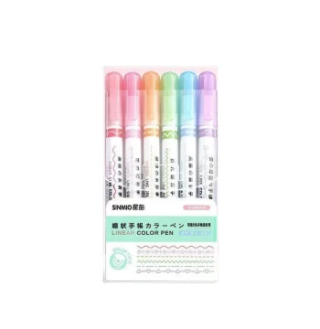 Cawaii Flower-Shaped Highlighter 6-Piece Set Line High-Bright Roller Highlighter Stationery Set