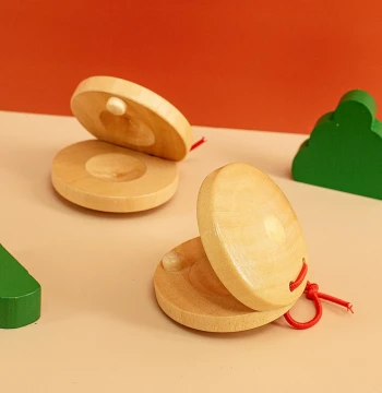 Wooden Clapper Made of Beech Wood - Orff Percussion Instrument for Early Education, Kids' Music Toy, Professional Round Dance Board