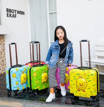 Kids' Cartoon Suitcase with Customizable Universal Wheels, 18"/20" Password Lock Carry-On Travel Luggage for Boys & Girls