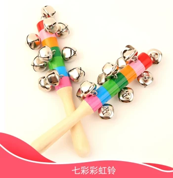 Baby Rainbow Jingle Bell Stick - Wooden Orff Instrument for Kindergarten Dance Activities