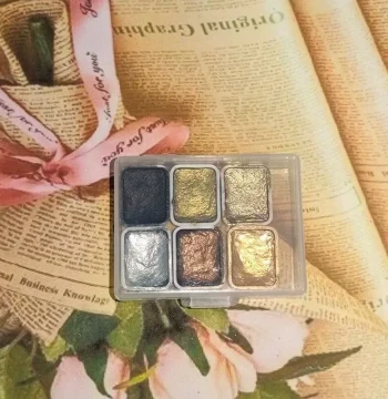 Pearlescent Metallic Solid Watercolor Paint Portable Hand-pa