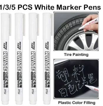 1/3/5 Pcs For Metal White Marker Pen Oily Waterproof Plastic