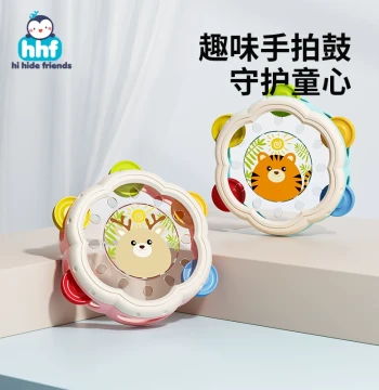 Baby Hand Drum and Rattle for Infants 0-6 Months+, Early Learning Educational Toy for Toddlers up to 1 Year Old