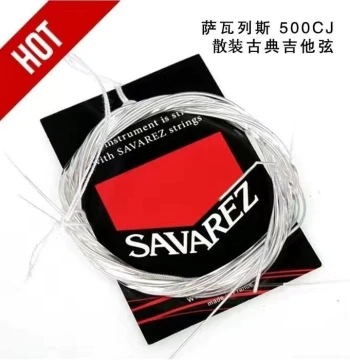 Savarez 500CJ/AJ Classical Guitar Strings (Set of 6) - High Tension, Bulk Pack, Domestic Production