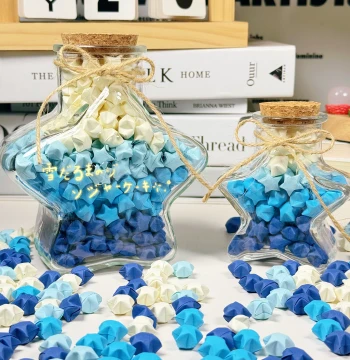 Star Jar, Star Glass Bottle, Birthday Gift, Five-Star Bottle, Message in a Bottle, Origami Wishing Bottle, Aesthetic Empty Bottle