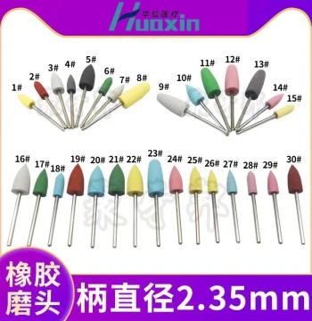 Dental Bur Grinding Heads, Silicone Rubber Low-Speed Straight Handpiece Burs for Porcelain Polishing and Abutment Preparation