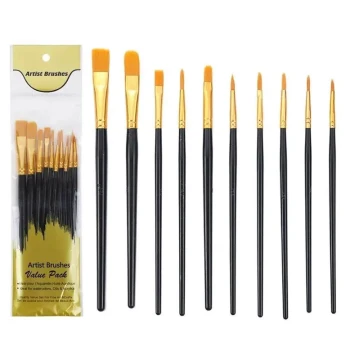 10Pcs/set Nylon Hair Artist Paint Brush Set Watercolor Acryl