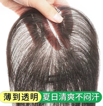 Women's Hair Topper with Real Hair Bangs for Volume and Gray Coverage