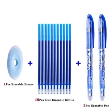 Erasable Pen Set 0.5mm Blue Black Color Ink Writing Gel Pens