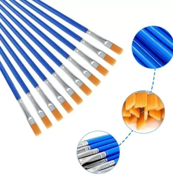 10Pcs/set Painting Brushes Art Round Flat Hair Nylon Hair Pa