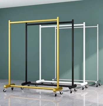 Minimalist Clothing Store Display Rack, Women's Floor-Standing Stall Display Clothes Rack, Influencer Live Streaming Mobile Garment Rack with Wheels