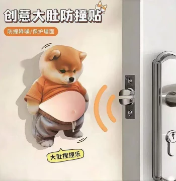 Squeeze Toy Stress Relief Cute Shiba Inu Big Belly Bumper Sticker - Creative Door and Car Anti-Collision Sticker Doll