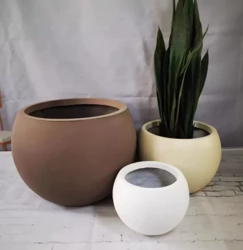 Minimalist Cement Flower Pot, Large Spherical Planter, Magnesium Mud Vase for Outdoor Landscaping and Municipal Projects